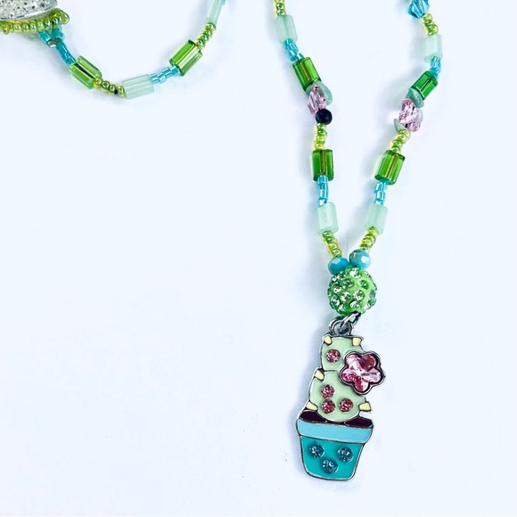 Artisan Crafted Sweet Sparkling Cactus Necklace - Picture 2 of 9